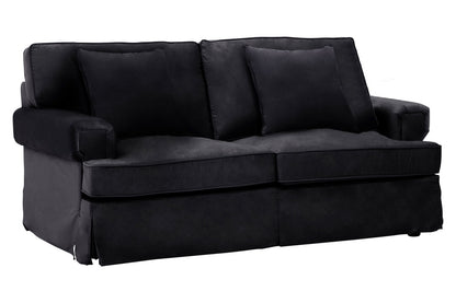 Whitby Two Seat Black Velvet Sofa