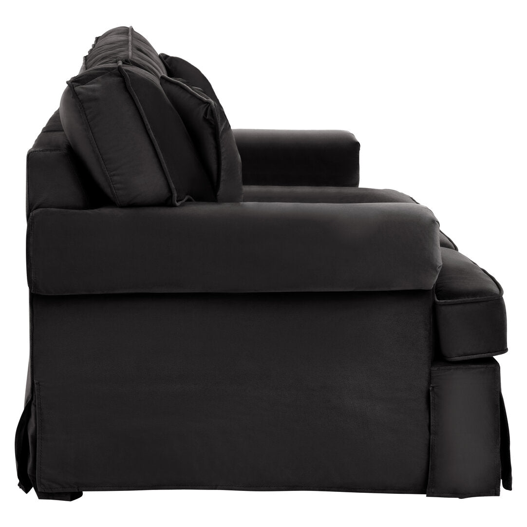 Whitby Two Seat Black Velvet Sofa
