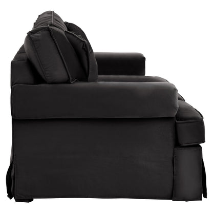 Whitby Two Seat Black Velvet Sofa