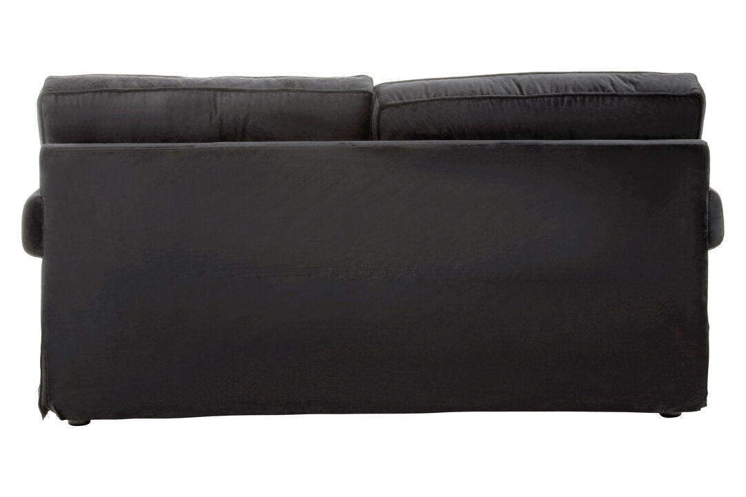 Whitby Two Seat Black Velvet Sofa