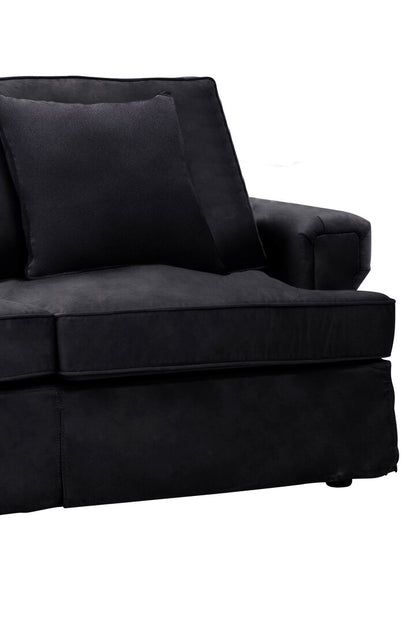 Whitby Two Seat Black Velvet Sofa