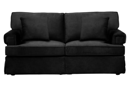 Whitby Two Seat Black Velvet Sofa