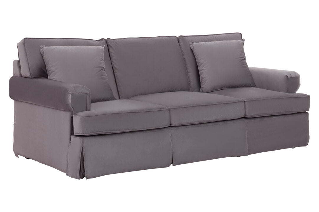 Whitby Three Seat Velvet Sofa Grey 