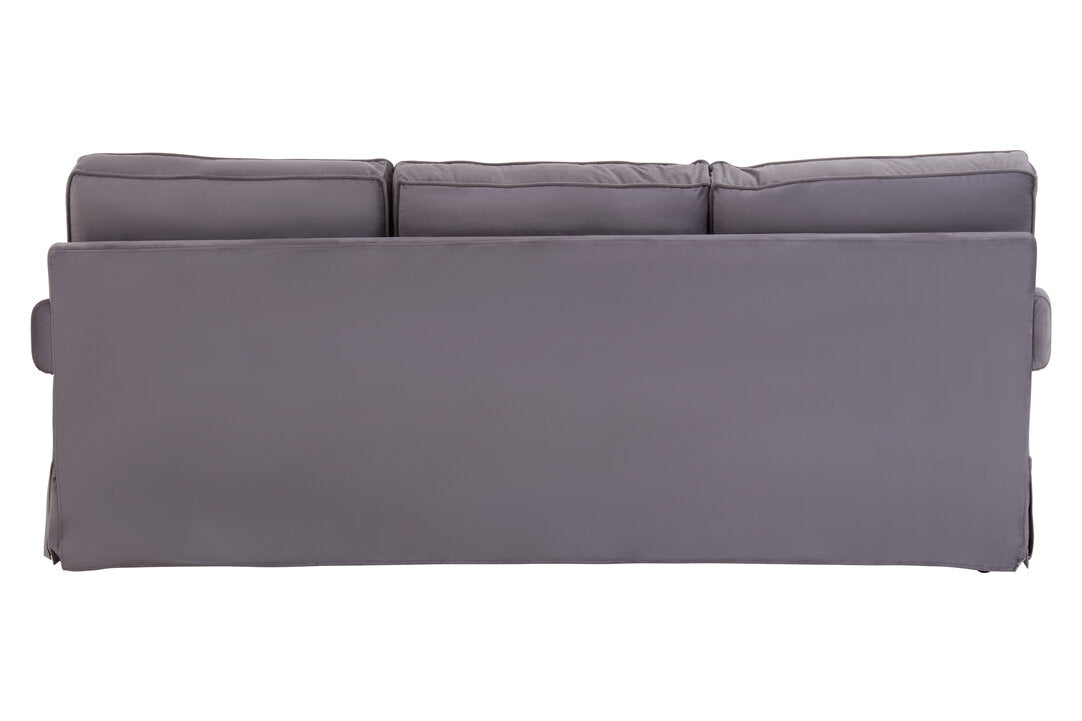 Whitby Three Seat Velvet Sofa Grey 
