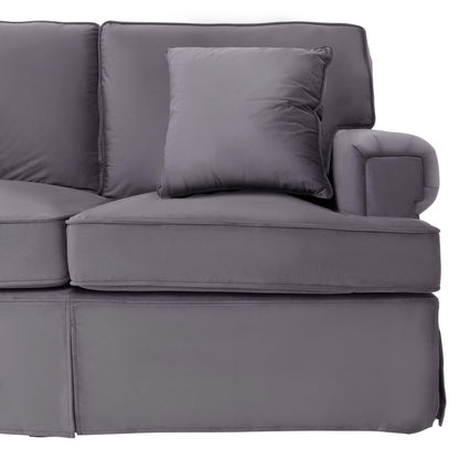 Whitby Three Seat Grey Velvet Sofa