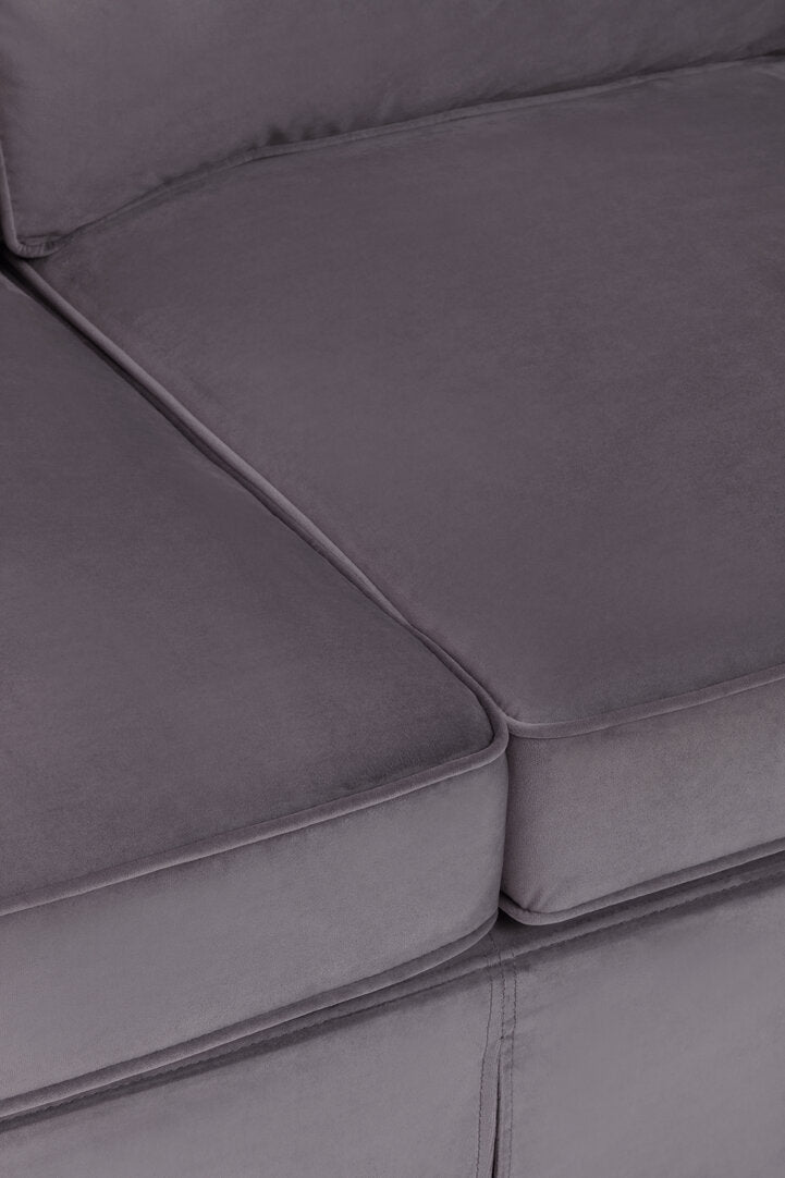 Whitby Three Seat Grey Velvet Sofa