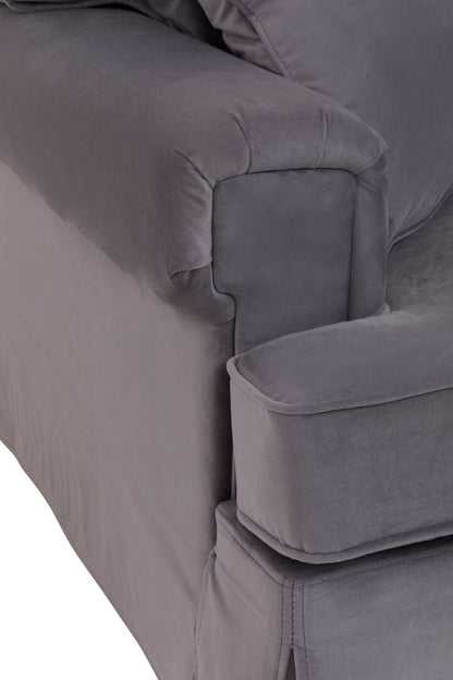Whitby Three Seat Grey Velvet Sofa