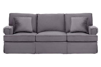 Whitby Three Seat Velvet Sofa Grey 