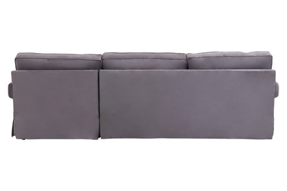 Whitby Three Seat Grey Velvet Right Chaise Sofa