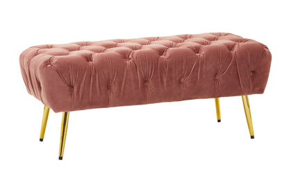 Devon Dusty Pink Velvet Bench with Gold Legs