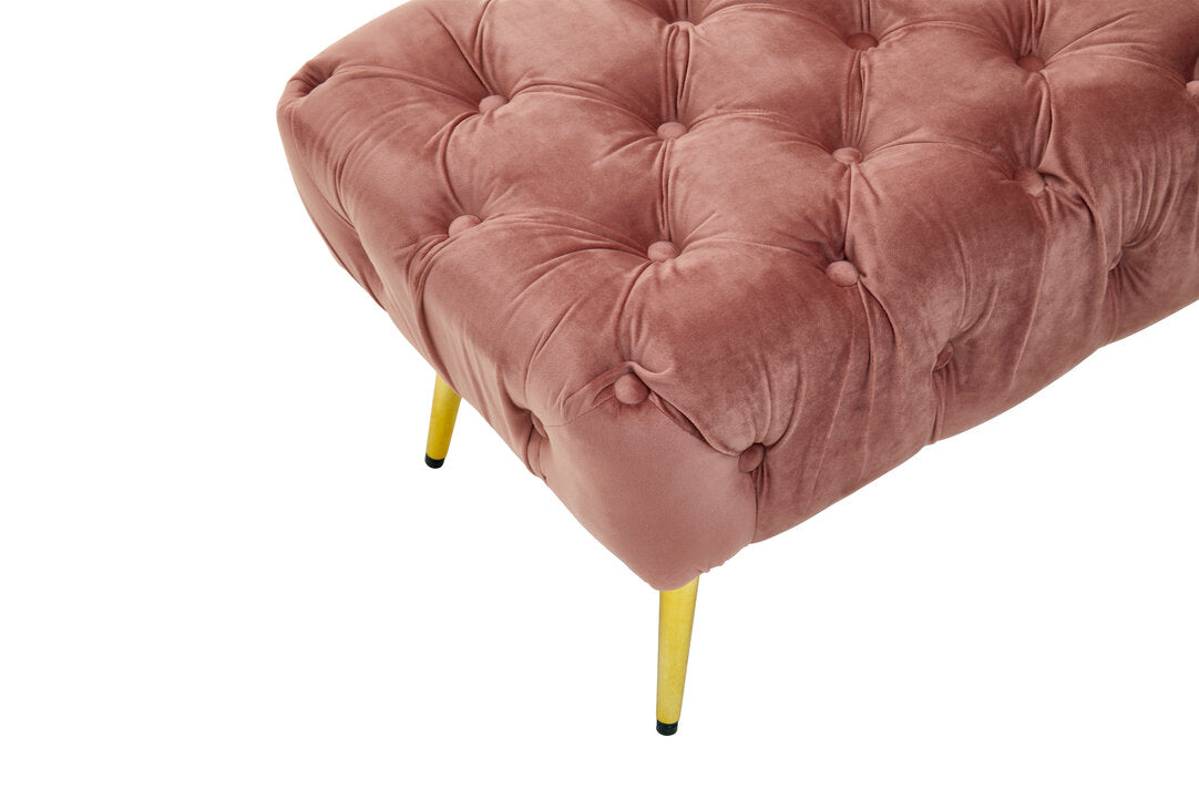 Devon Dusty Pink Velvet Bench with Gold Legs