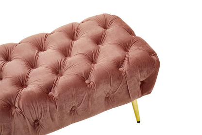 Devon Dusty Pink Velvet Bench with Gold Legs