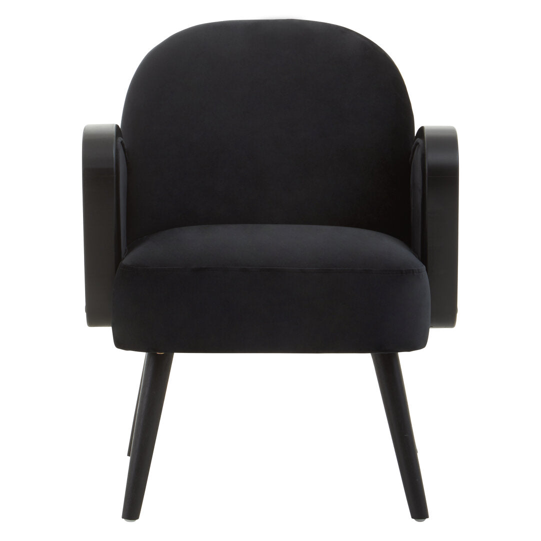 Mayfair Black Velvet and Rattan Armchair