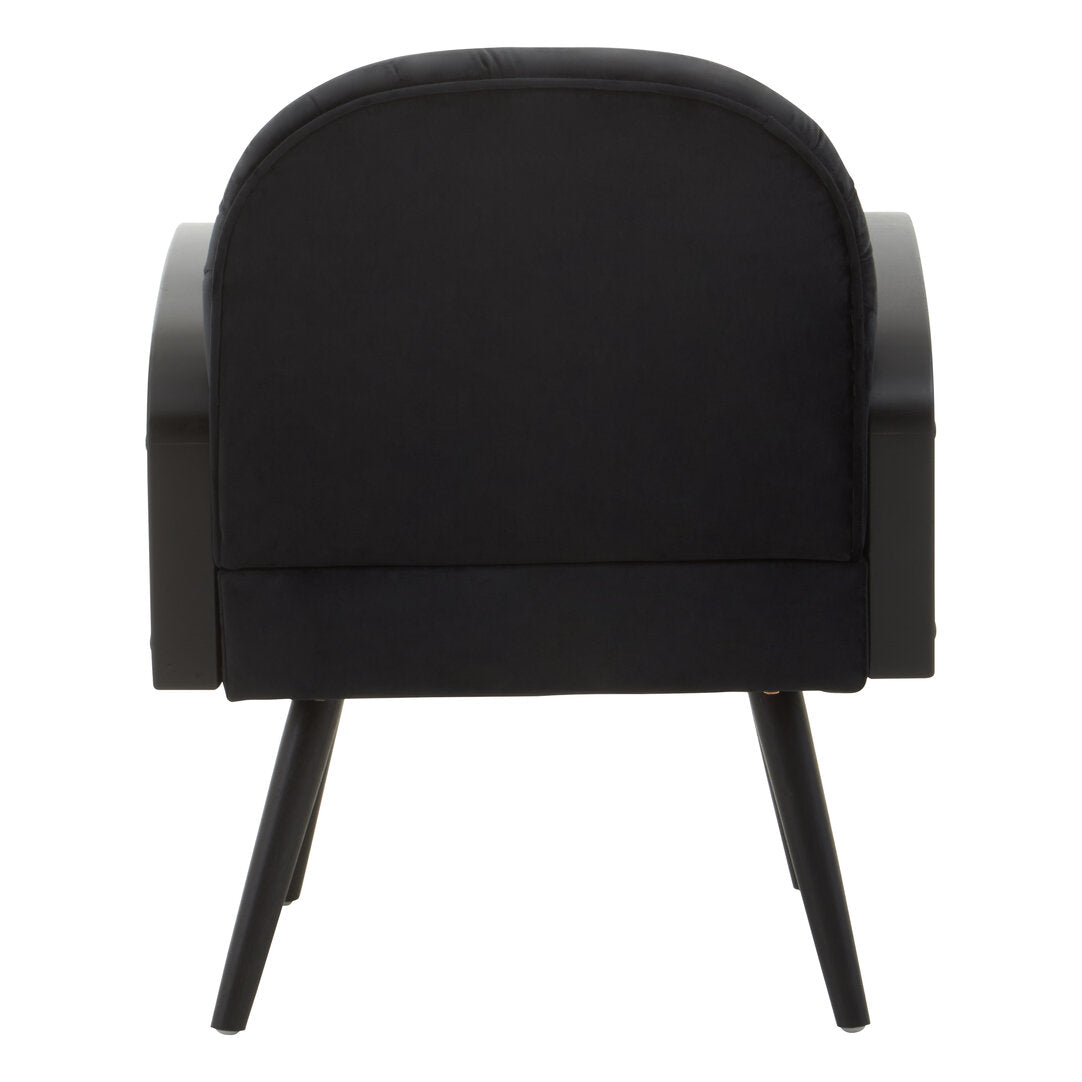 Mayfair Black Velvet and Rattan Armchair