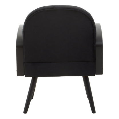 Mayfair Black Velvet and Rattan Armchair