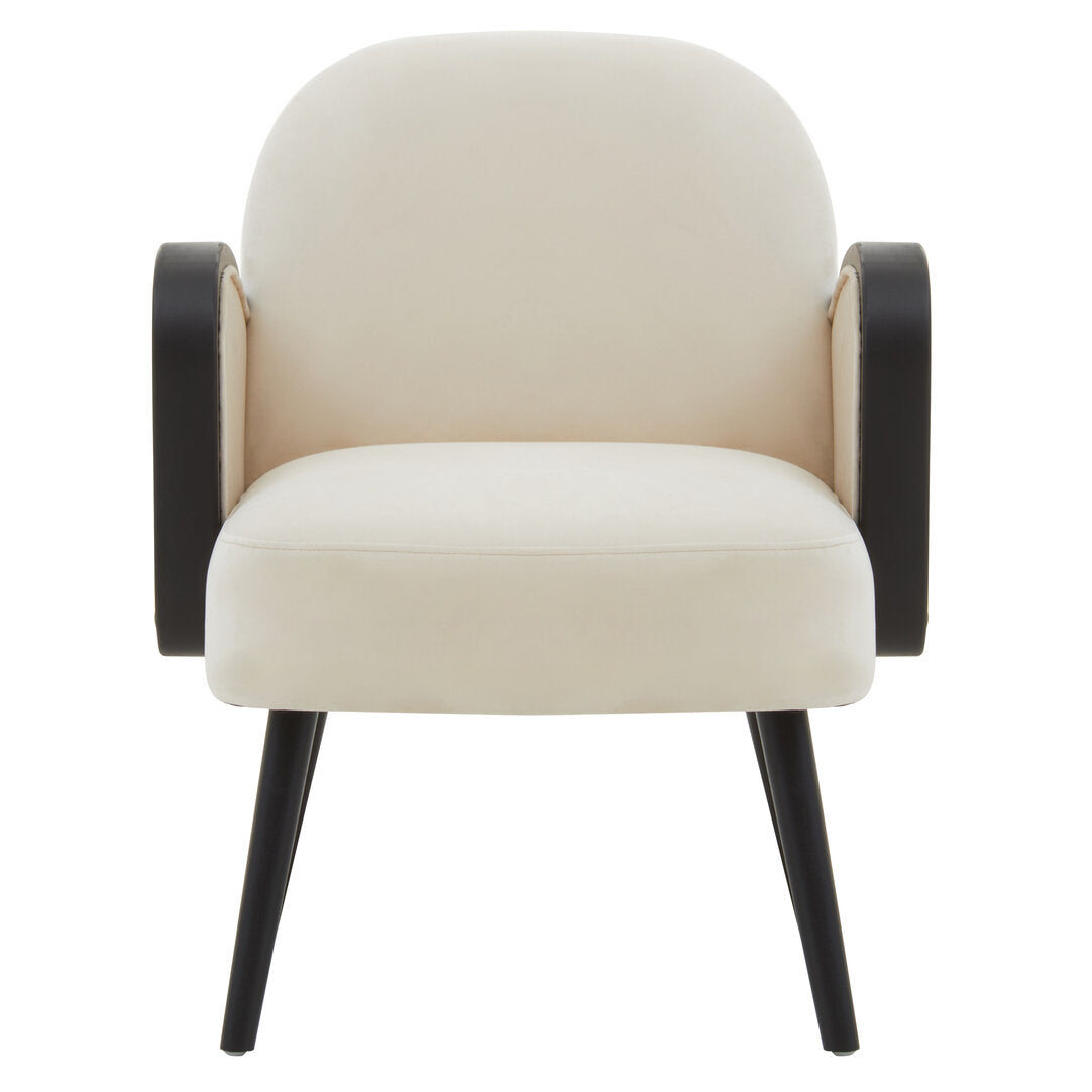 Mayfair Velvet and Rattan Armchair Cream 