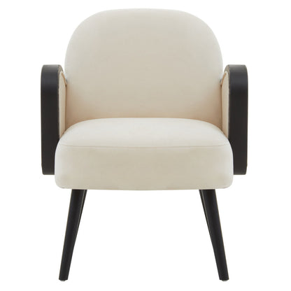 Mayfair Velvet and Rattan Armchair Cream 