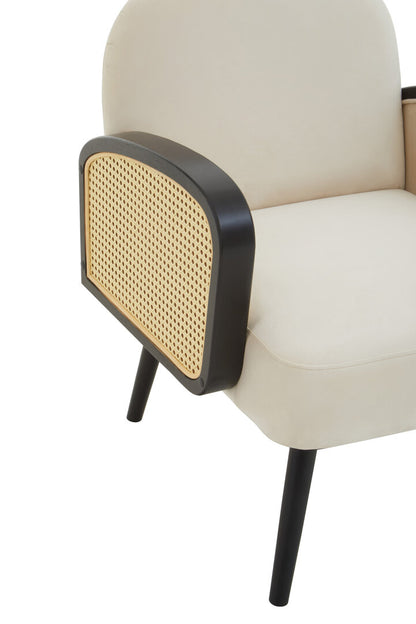 Mayfair Cream Velvet and Rattan Armchair