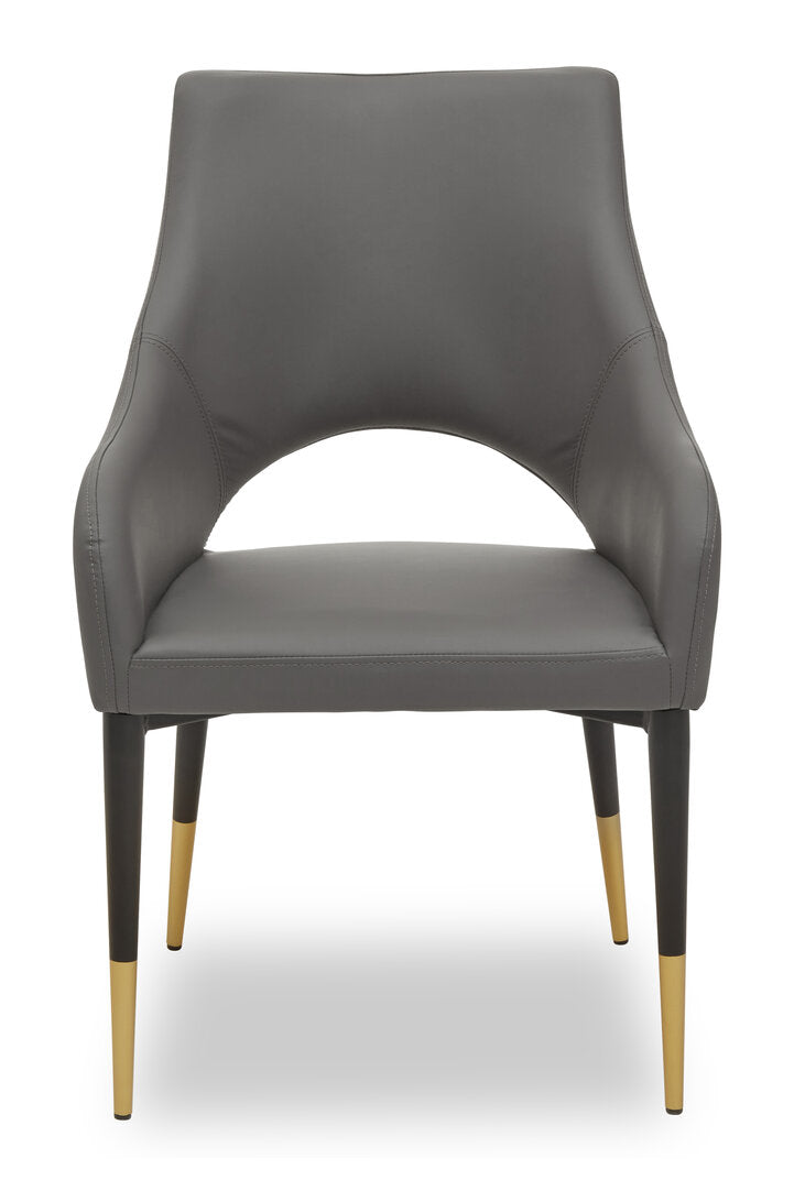 Richmond Grey Leather Effect Dining Chair with Gold Tip Legs
