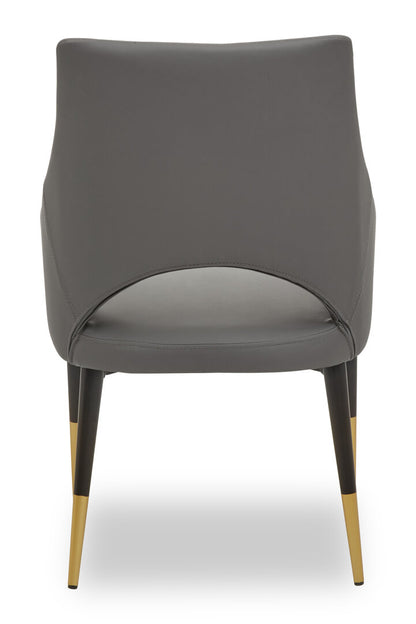 Richmond Grey Leather Effect Dining Chair with Gold Tip Legs