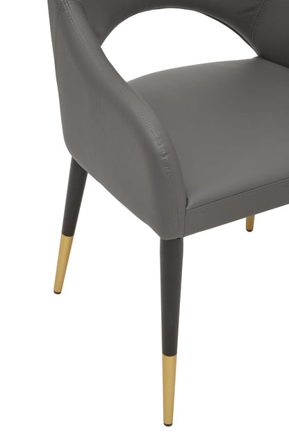 Richmond Grey Leather Effect Dining Chair with Gold Tip Legs