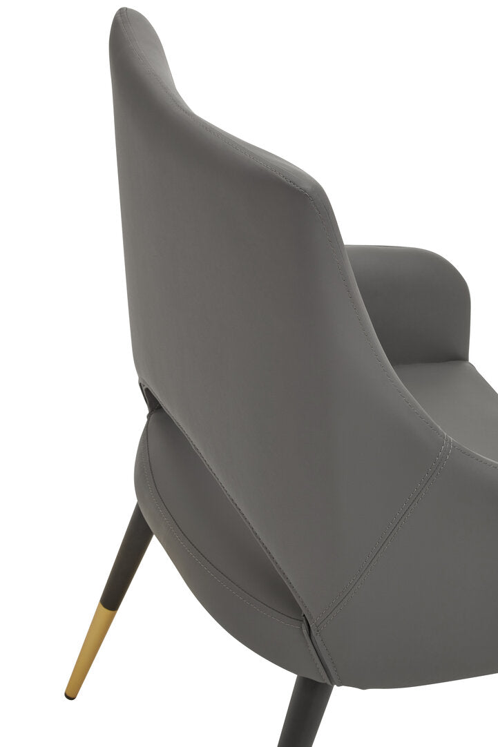 Richmond Grey Leather Effect Dining Chair with Gold Tip Legs