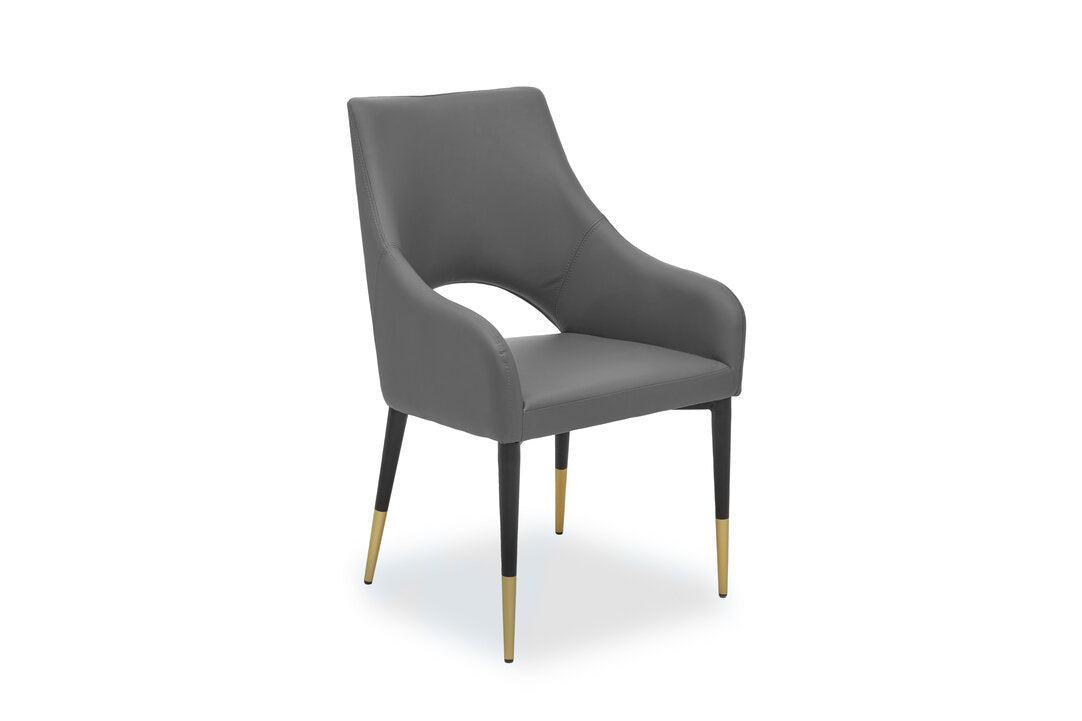 Richmond Grey Leather Effect Dining Chair with Gold Tip Legs