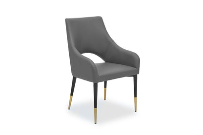 Richmond Grey Leather Effect Dining Chair with Gold Tip Legs