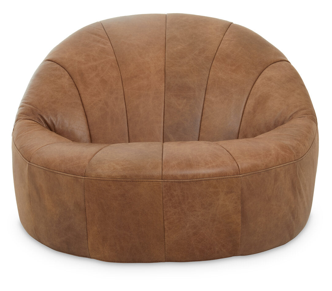 Harrogate Light Brown Leather Curved Chair