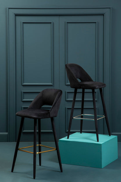 Florence Black Velvet Bar Chair