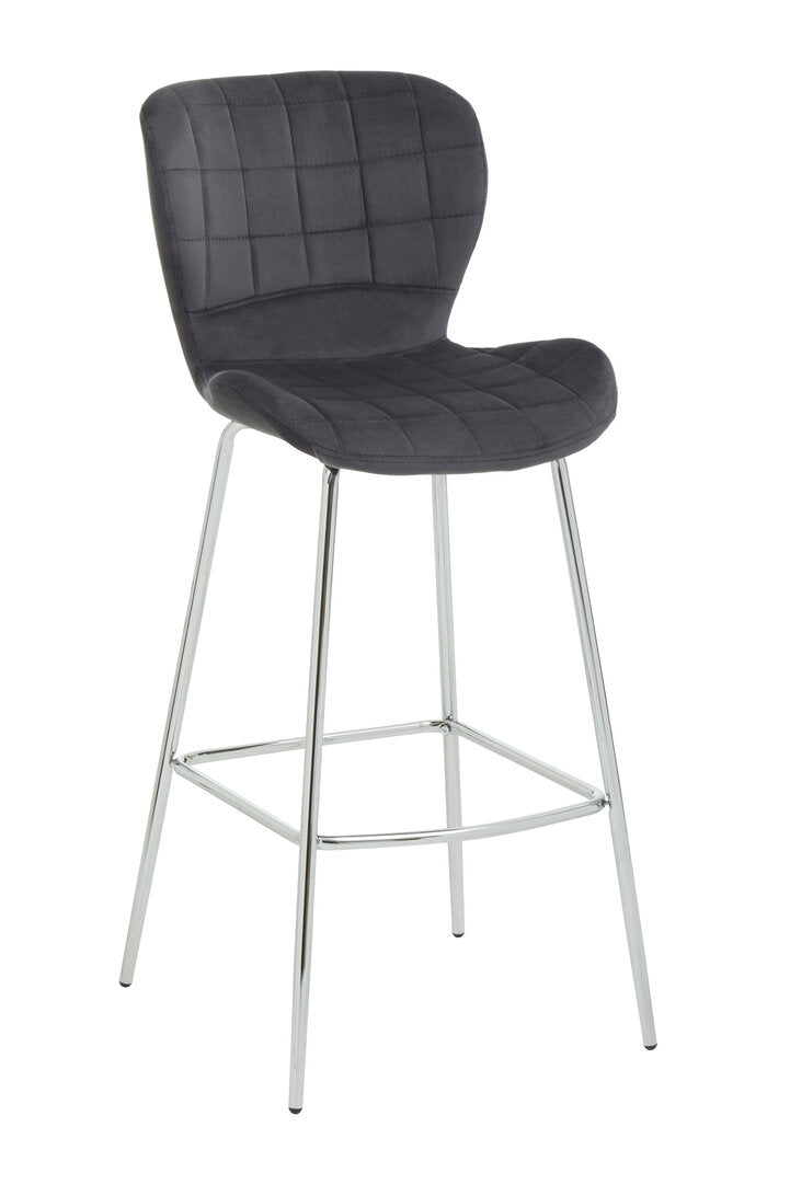 Amalfi Velvet Bar Chair Grey 