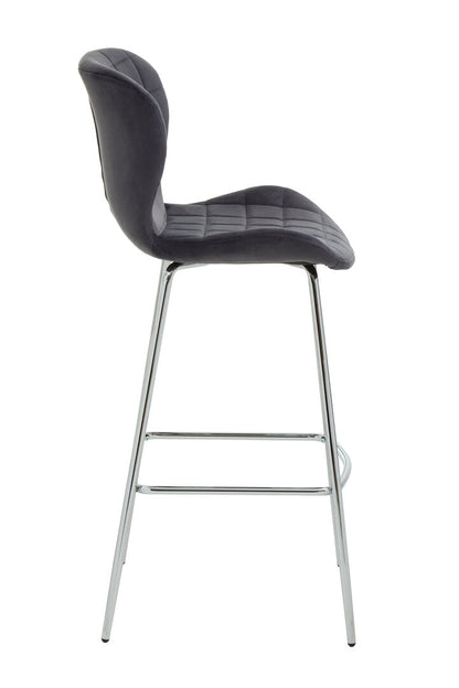 Amalfi Velvet Bar Chair Grey 