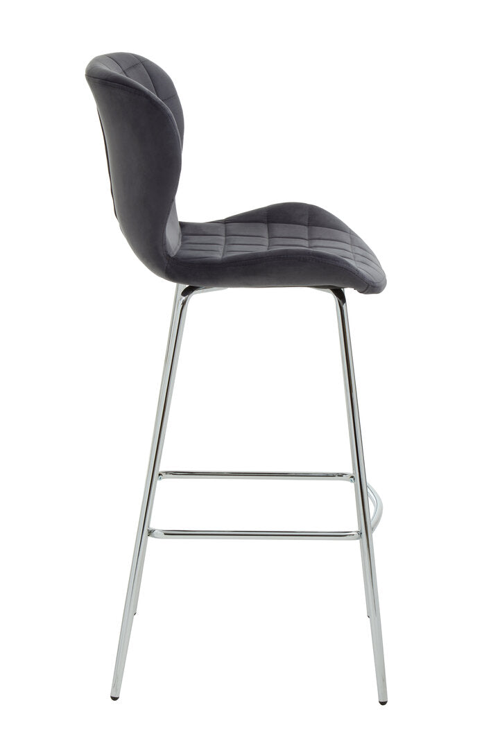 Amalfi Velvet Bar Chair Grey 