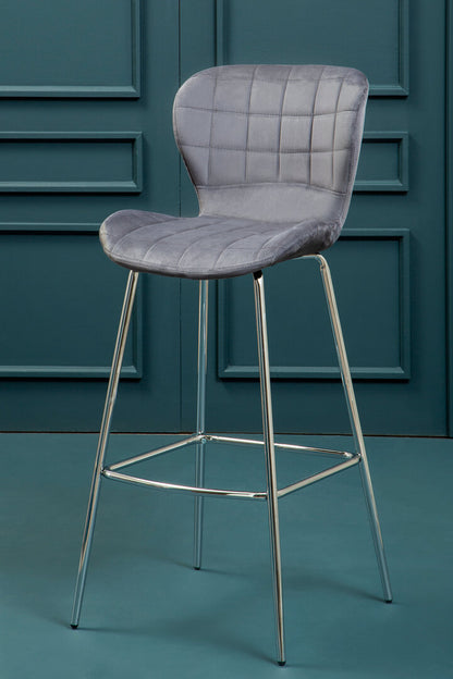 Amalfi Grey Velvet Bar Chair