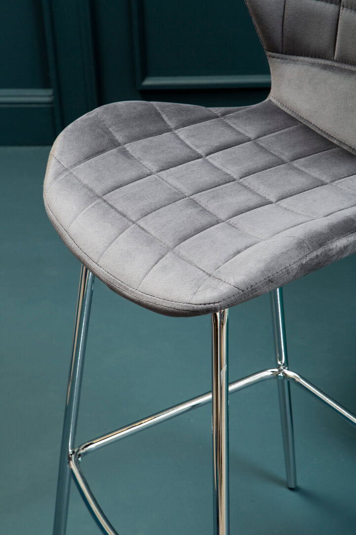 Amalfi Grey Velvet Bar Chair