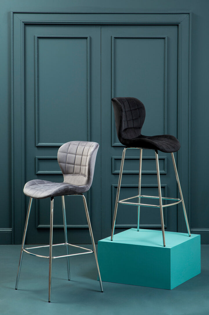 Amalfi Grey Velvet Bar Chair