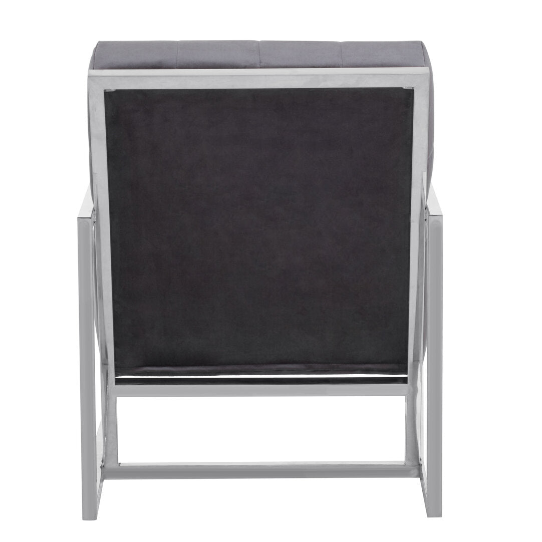 Monaco Velvet Chair with Stainless Steel Frame Grey 