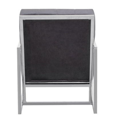 Monaco Velvet Chair with Stainless Steel Frame Grey 