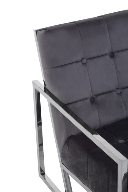Monaco Grey Velvet Chair with Stainless Steel Frame