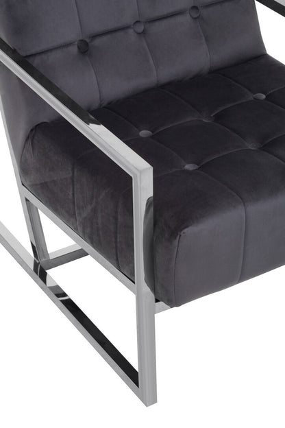 Monaco Grey Velvet Chair with Stainless Steel Frame