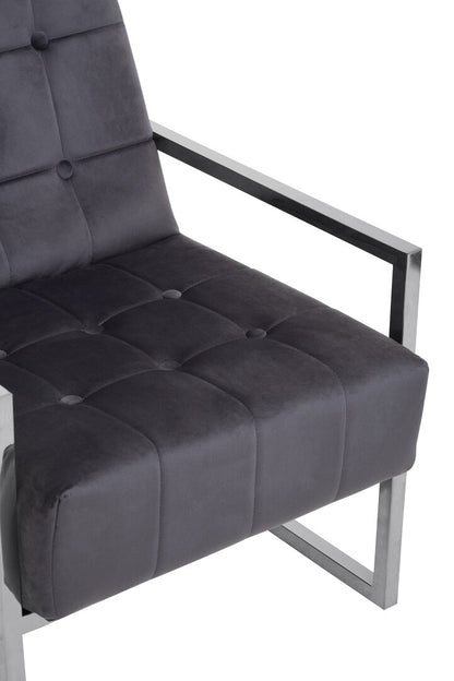 Monaco Grey Velvet Chair with Stainless Steel Frame