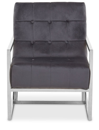 Monaco Velvet Chair with Stainless Steel Frame Grey 