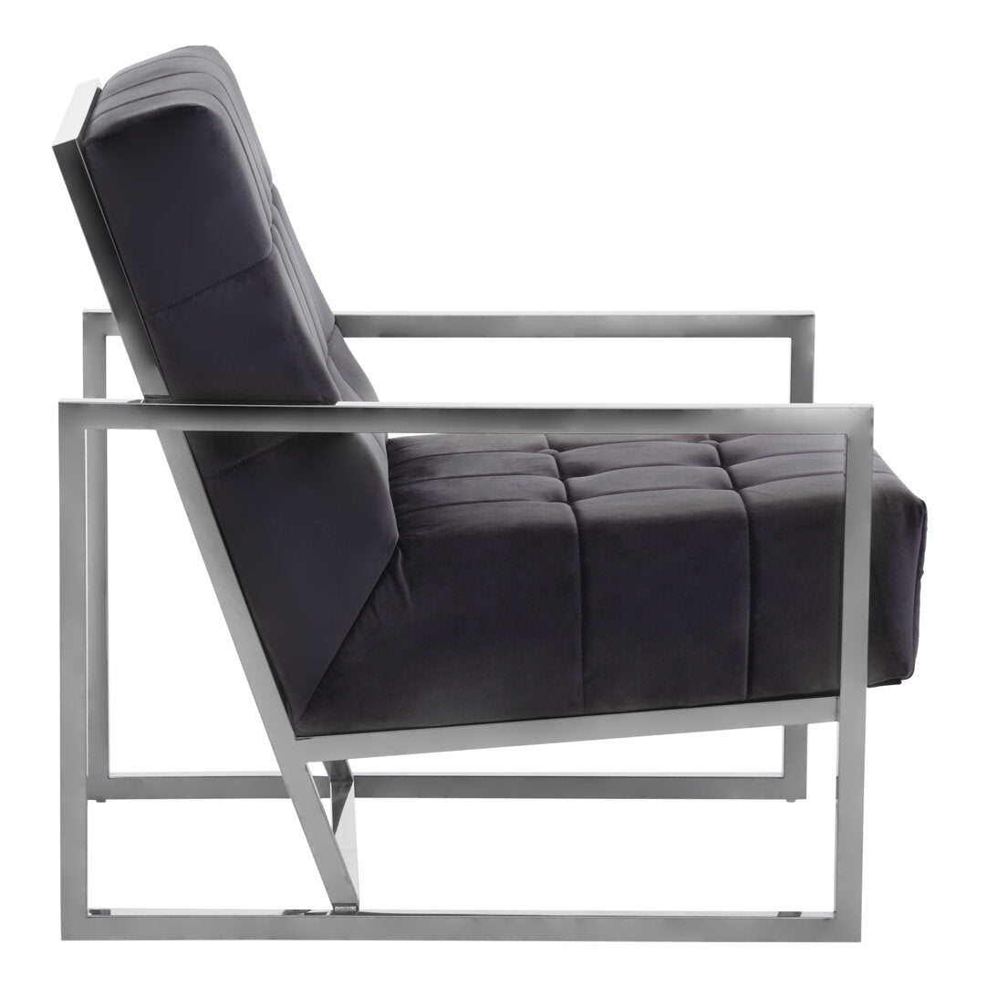 Monaco Black Velvet Chair with Stainless Steel Frame