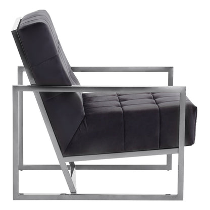 Monaco Black Velvet Chair with Stainless Steel Frame