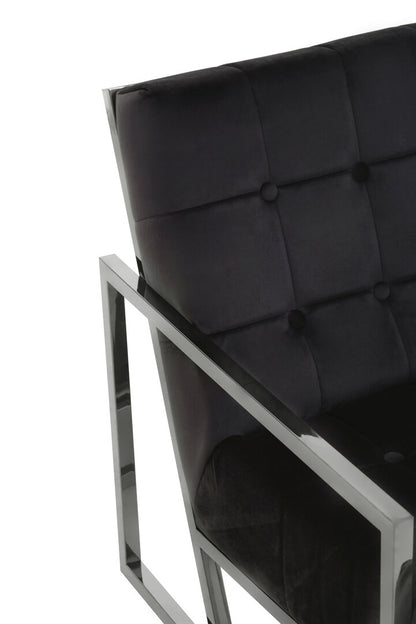 Monaco Black Velvet Chair with Stainless Steel Frame