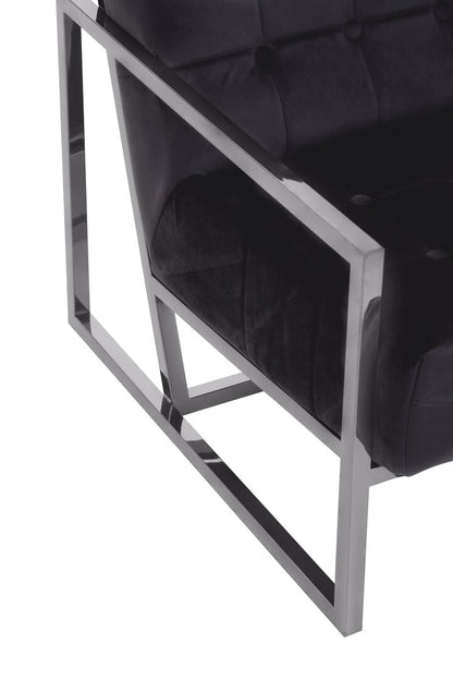 Monaco Black Velvet Chair with Stainless Steel Frame