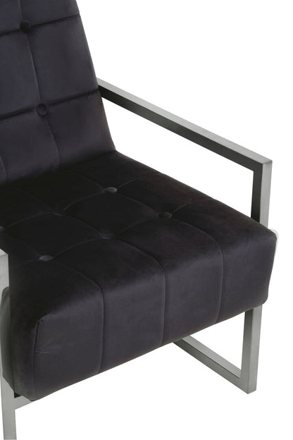 Monaco Black Velvet Chair with Stainless Steel Frame