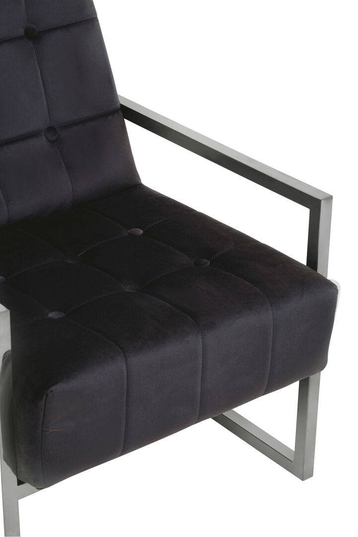 Monaco Black Velvet Chair with Stainless Steel Frame