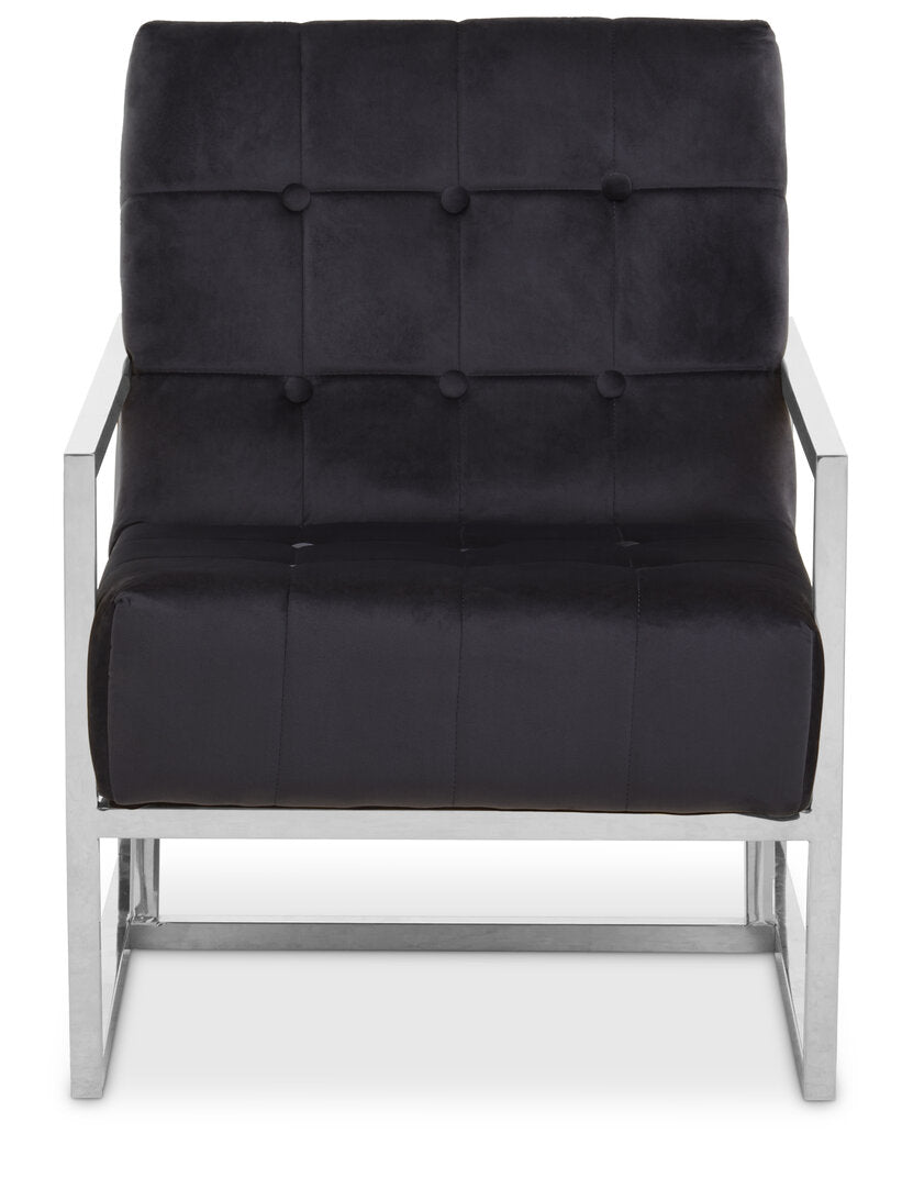 Monaco Black Velvet Chair with Stainless Steel Frame
