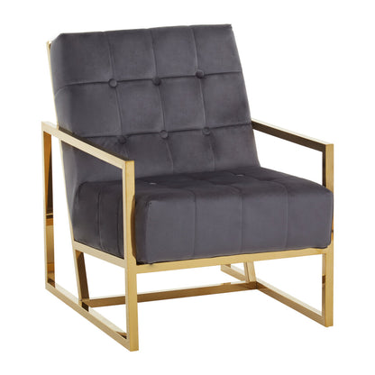 Monaco Grey Velvet Chair With Gold Frame